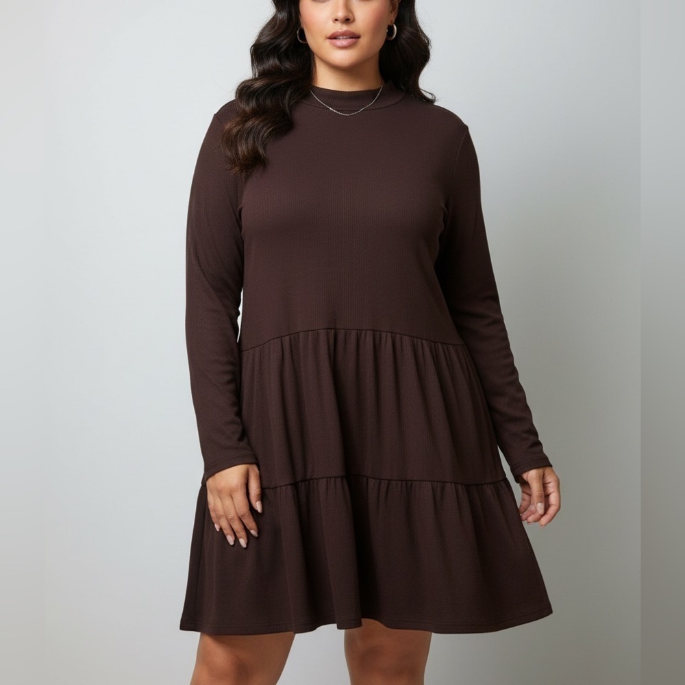 NWT Loralette Women’s Plus Size Tiered Tunic Dress/Top Black Size 30/32